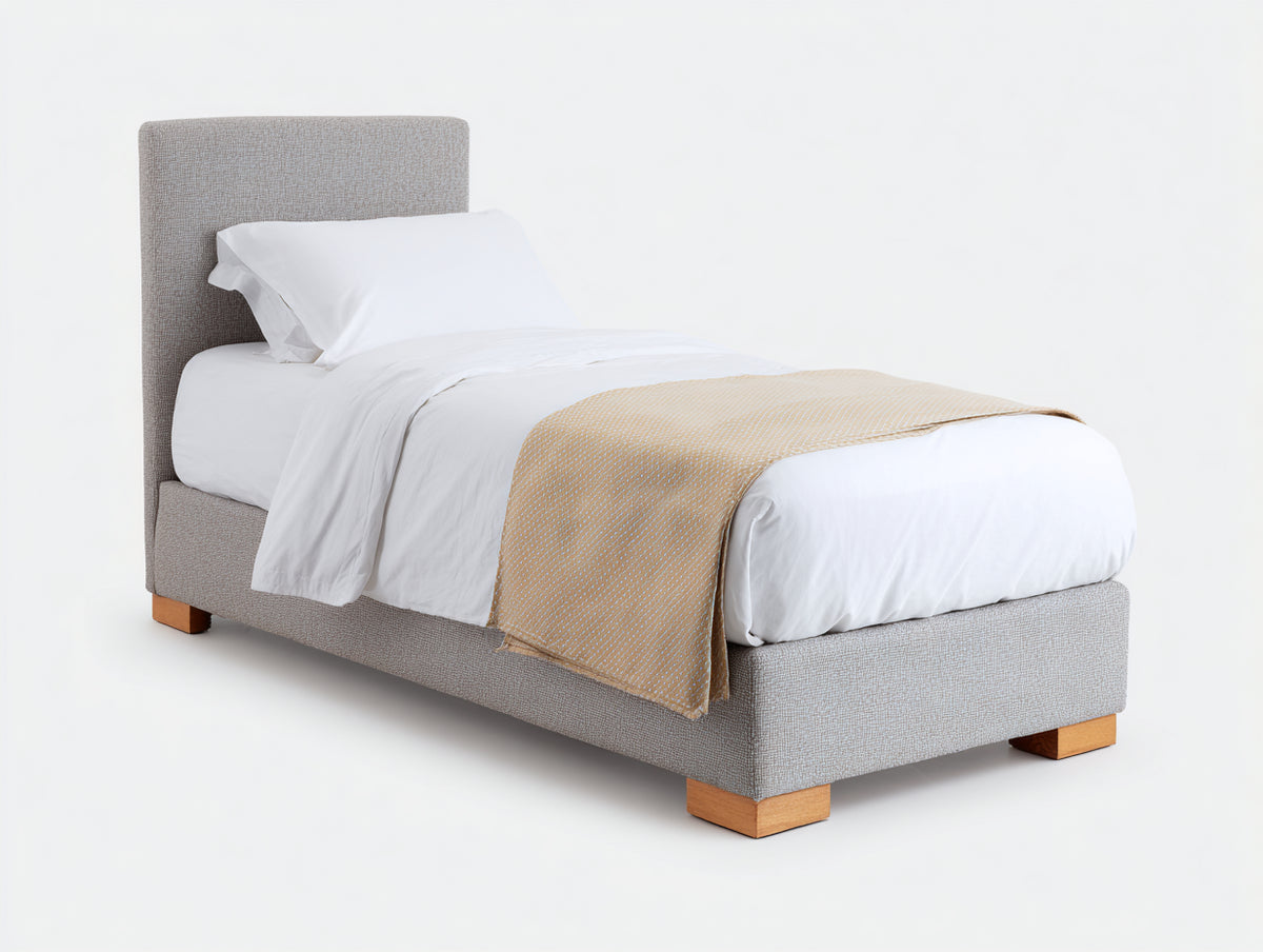 Einzelbett Polsterbett 200x90x120 cm - Stoffbezug in Hellgrau - modernes Design