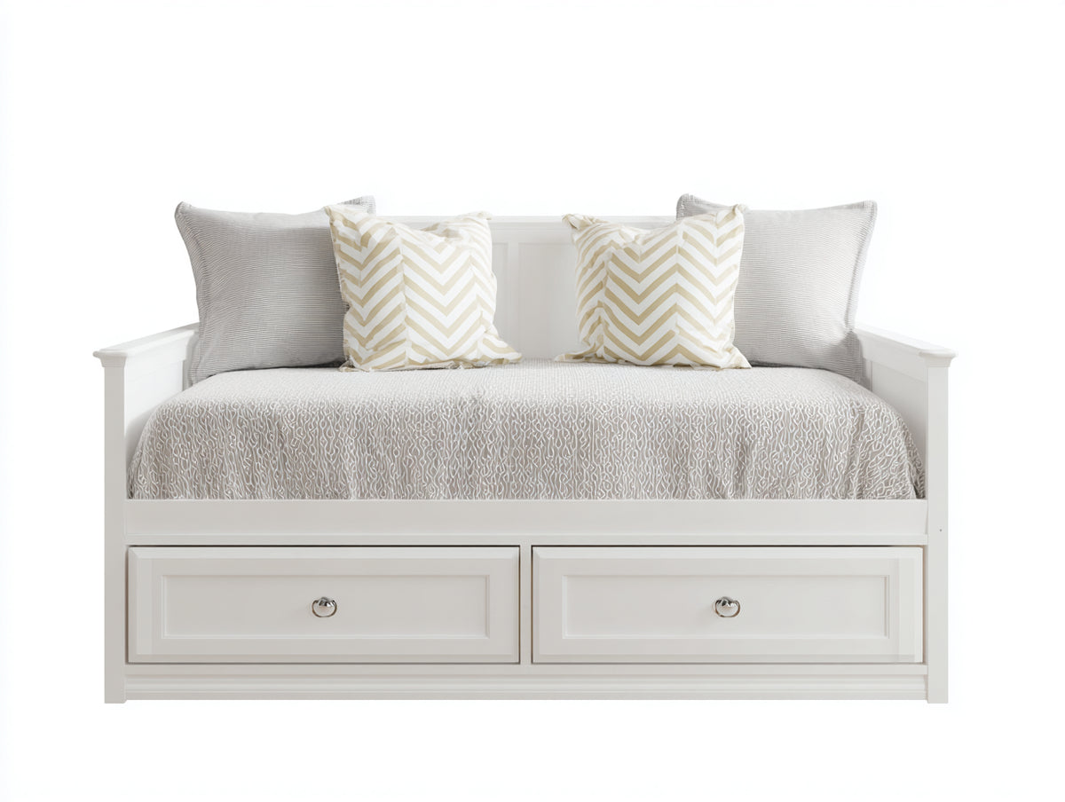 Schlafsofa aus Holzwerkstoff 210x100x95 cm - Weiß - Tagesbett mit 2 Schubladen im klassischen Stil