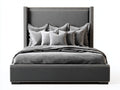 Doppelbett Polsterbett Samtoptik 220x200x145 cm Dunkelgrau - Modernes Design mit gepolstertem Kopfteil