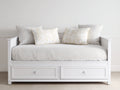 Schlafsofa aus Holz 205x100x92 cm - Weiß - mit 2 Schubladen und seitlichen Armlehnen für Gästezimmer