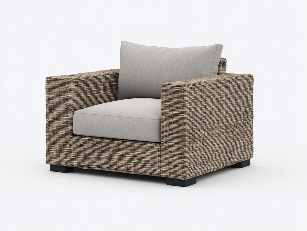 Polyrattan Gartensessel 85x75x80 cm - Geflechtoptik in Beige Grau Braun - modernes Design
