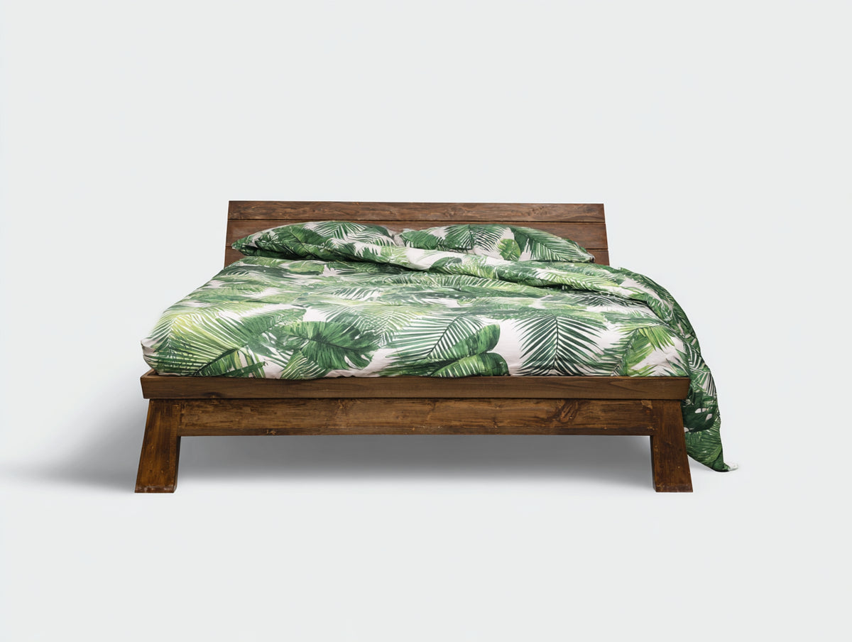Doppelbett Massivholz 220x200x90 cm Braun - Modernes Design mit niedrigem Kopfteil