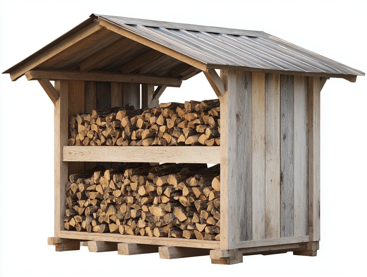 Kaminholzregal Holzunterstand 180x90x180 cm Natur - Überdachtes Design zur Brennholzlagerung