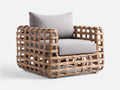 Polyrattan Gartensessel 95x90x82 cm - Beige-Graubraun - offenes Flechtdesign mit breiten Armlehnen für Garten und Terrasse
