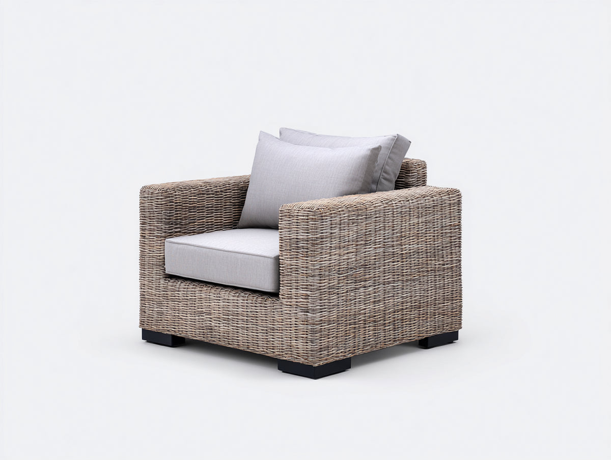 Polyrattan Gartensessel 92x88x78 cm - Beige-Graubraun - breite Armlehnen für Garten und Terrasse