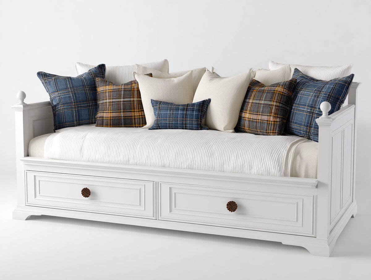 Schlafsofa Bettsofa Holzrahmen 200x90x85 cm Weiß - Klassisches Design mit Stauraumschubladen
