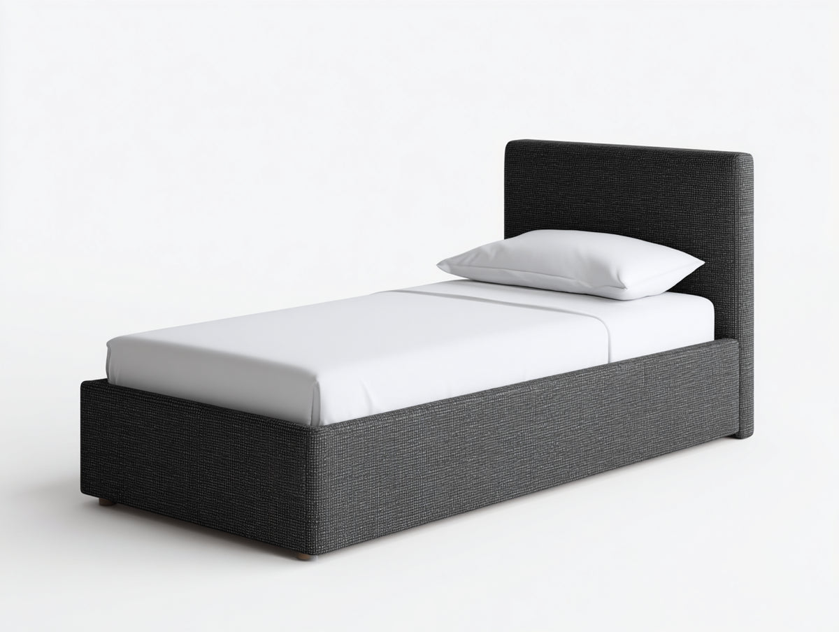 Einzelbett Polsterbett 200x90x120 cm - Stoffbezug in Dunkelgrau - modernes Design