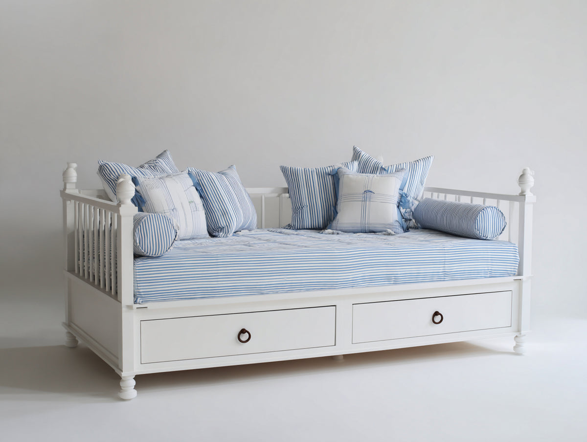 Schlafsofa Bettsofa Holzrahmen 200x90x85 cm Weiß - Klassisches Design mit Stauraumschubladen