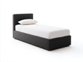 Einzelbett mit Stoffpolsterung 210x105x115 cm - Anthrazit - hohes geradliniges Kopfteil für Schlafzimmer