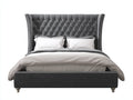 Doppelbett Polsterbett 200x180x120 cm - Samtbezug in Dunkelgrau - modernes Chesterfield Design
