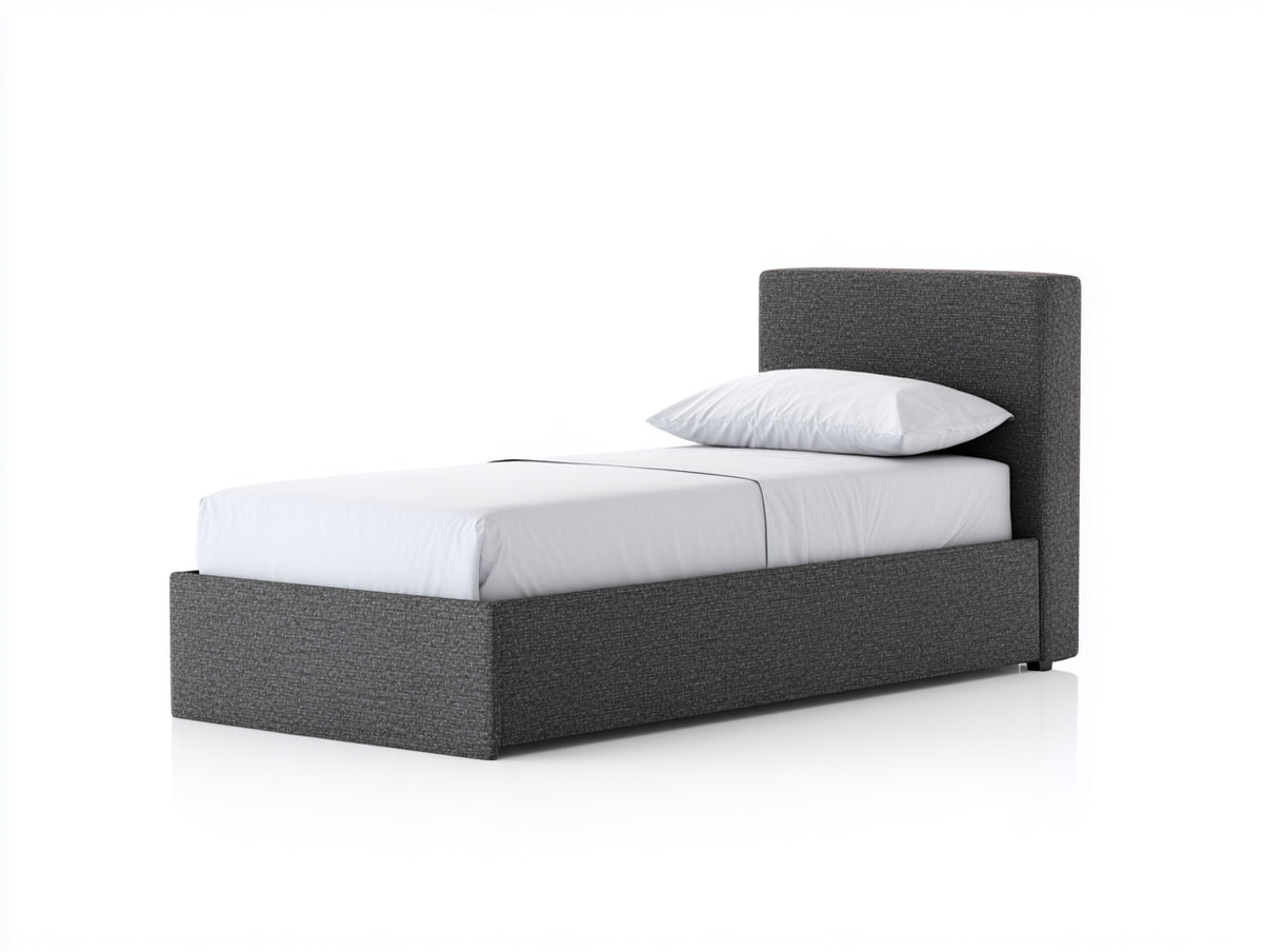 Einzelbett Polsterbett 200x90x120 cm - Stoffbezug in Grau - modernes Design
