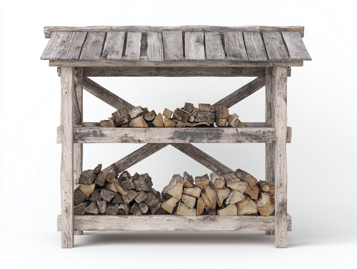 Kaminholzregal 180x40x180 cm - Holzregal in Grau - mit Dach für Außenbereich
