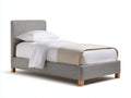 Einzelbett Polsterbett Stoffbezug 220x100x95 cm Hellgrau - Modernes Design mit gepolstertem Kopfteil