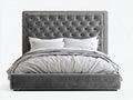 Doppelbett Polsterbett Samtoptik 220x200x145 cm Grau - Chesterfield Kopfteil mit Ziernägeln