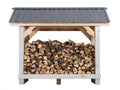 Kaminholzregal 200x80x180 cm aus Holz und Metall in Natur-Anthrazit - Überdachte offene Lagerfläche