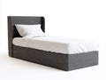 Einzelbett Polsterbett Stoffbezug 220x100x90 cm Dunkelgrau - Modernes Design mit hohem Kopfteil