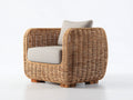 Polyrattan Gartensessel 90x86x80 cm - Beige-Naturbraun - abgerundetes Flechtdesign mit breiten Armlehnen für Garten und Terrasse