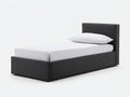 Einzelbett aus Webstoff 210x105x110 cm - Anthrazit - Gepolstertes Kopfteil und niedriger Bettrahmen
