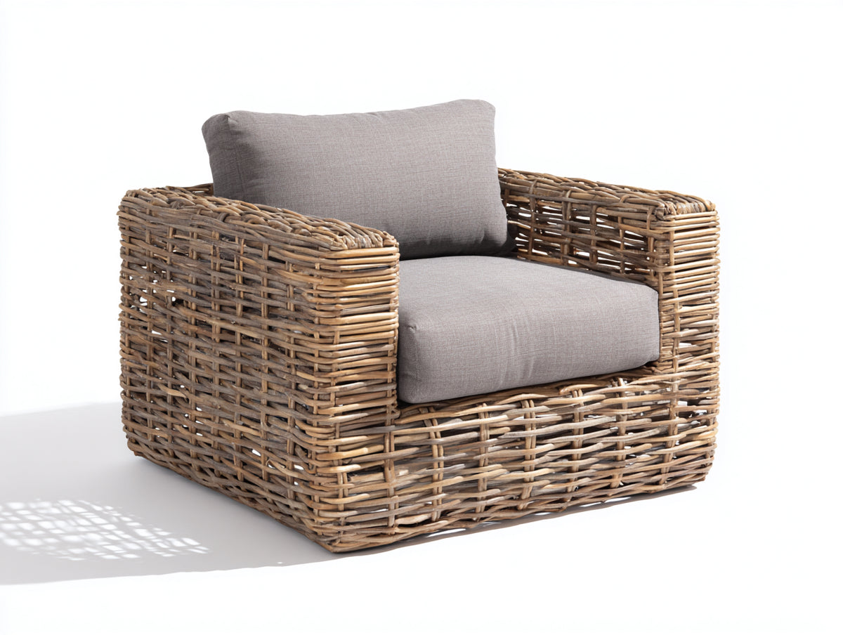 Polyrattan Gartensessel Geflecht 85x75x75 cm Braun - Modernes Design für Terrasse und Garten